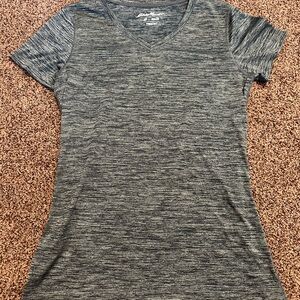 Eddie Bauer Heathered Gray V-Neck Tee